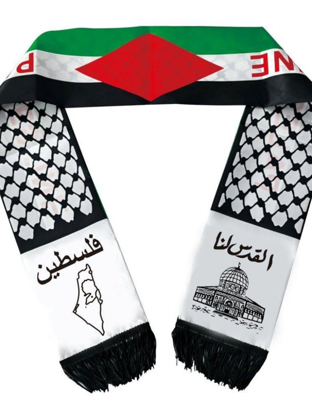 Palestine Flag Scarf Map of Palestine Arabian Fashion Neck Scarf